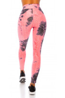 Trendy hoge taille leggings met watercolor-print roze